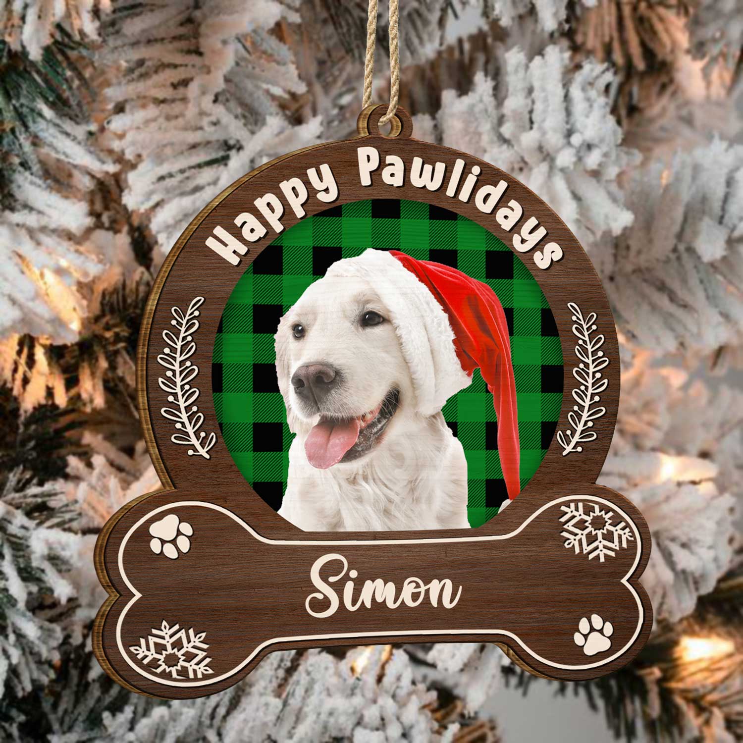 Custom Photo Merry Woofmas - Christmas Gift For Dog Lovers - Personalized Custom Shaped Wooden Ornament - Image 5