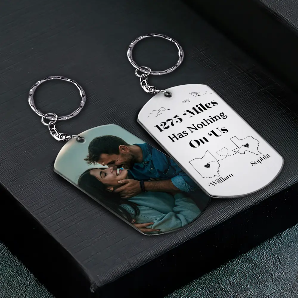 Custom Photo Miles Has Nothing On Us - Personalized Aluminum Keychain - Image 2