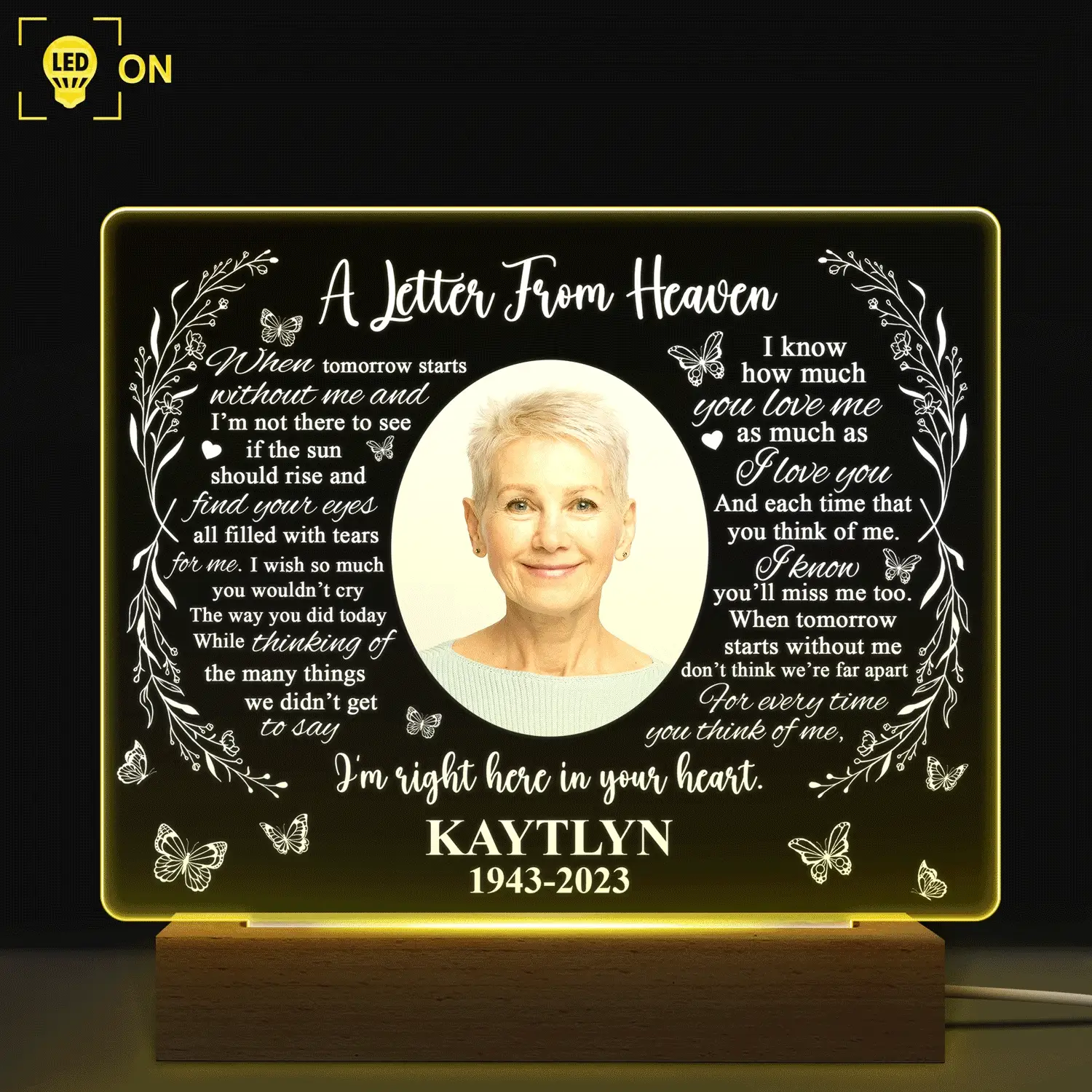 Custom Photo Missing You Always - Memorial Gift, Sympathy Gift For You Loved Ones - Personalized 3D Led Light Wooden Base - Image 2