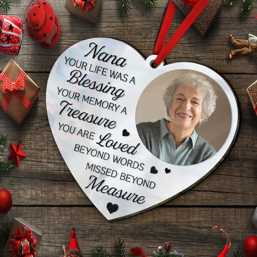 Custom Photo Mom Dad Your Life Was A Blessing Memorial - Personalized Custom Shaped Mirror Ornament - Image 5
