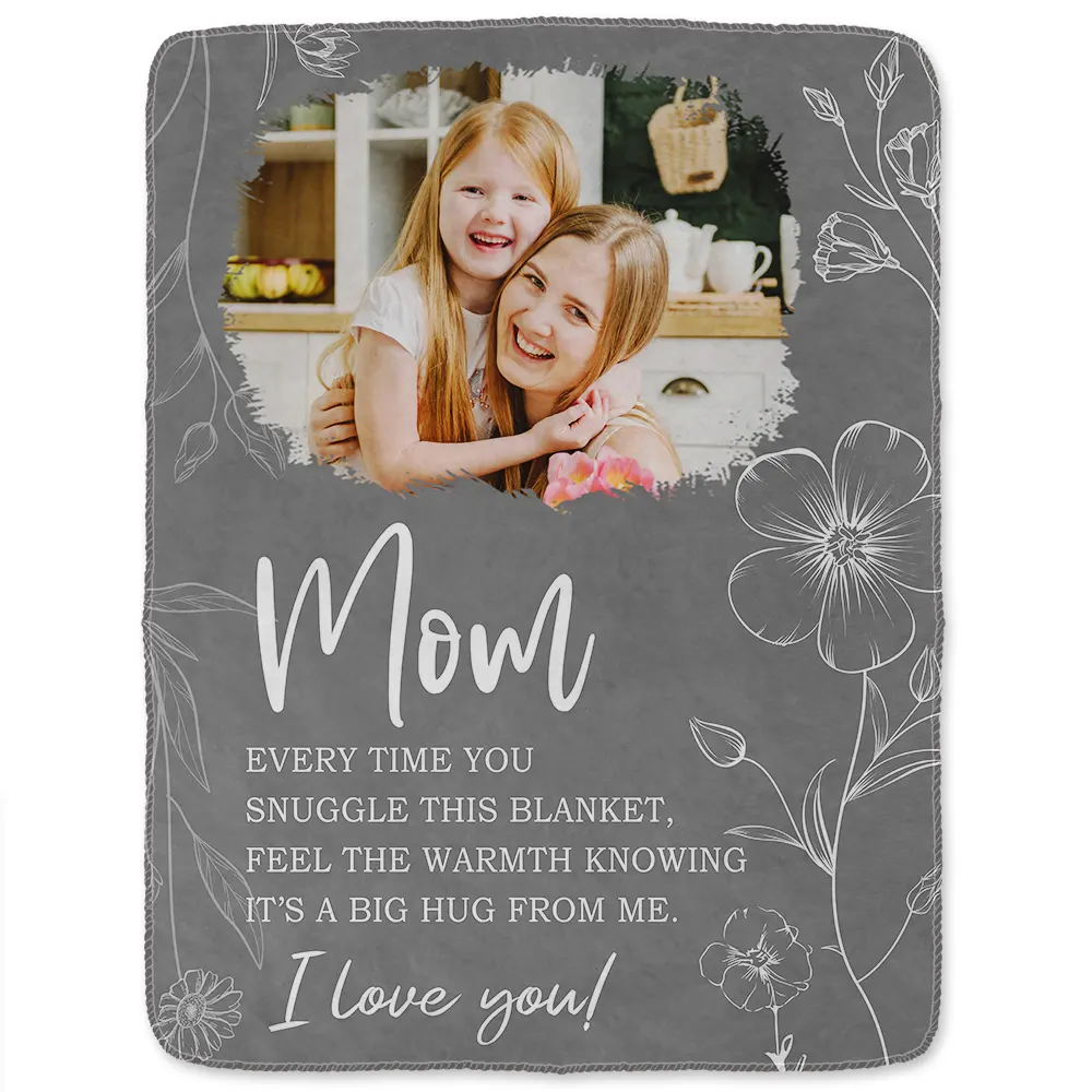 Custom Photo Mom Grandma Every Time You Snuggle This Blanket - Personalized Fleece Blanket, Sherpa Blanket - Image 2
