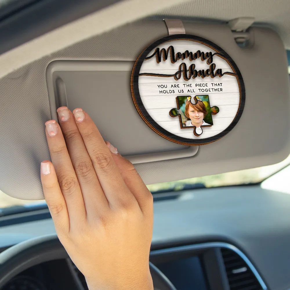 Custom Photo Mom Grandma Piece That Holds Us - Personalized Custom Shaped Car Visor Clip - Image 4