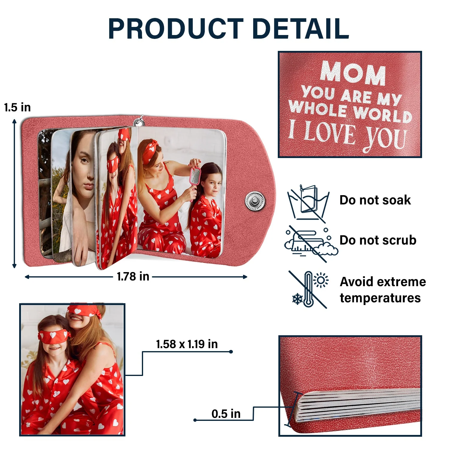 Custom Photo Mom I Love You - Gift For Mother - Personalized Mini Photo Album Keychain - Image 5