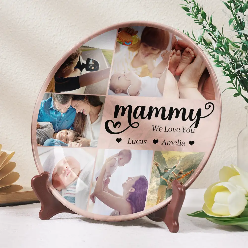 Custom Photo Mom Nana We Love You - Personalized Ceramic Plate - Image 2