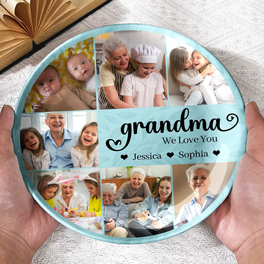 Custom Photo Mom Nana We Love You - Personalized Ceramic Plate - Image 3