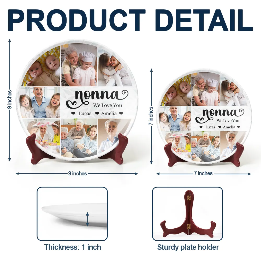 Custom Photo Mom Nana We Love You - Personalized Ceramic Plate - Image 5
