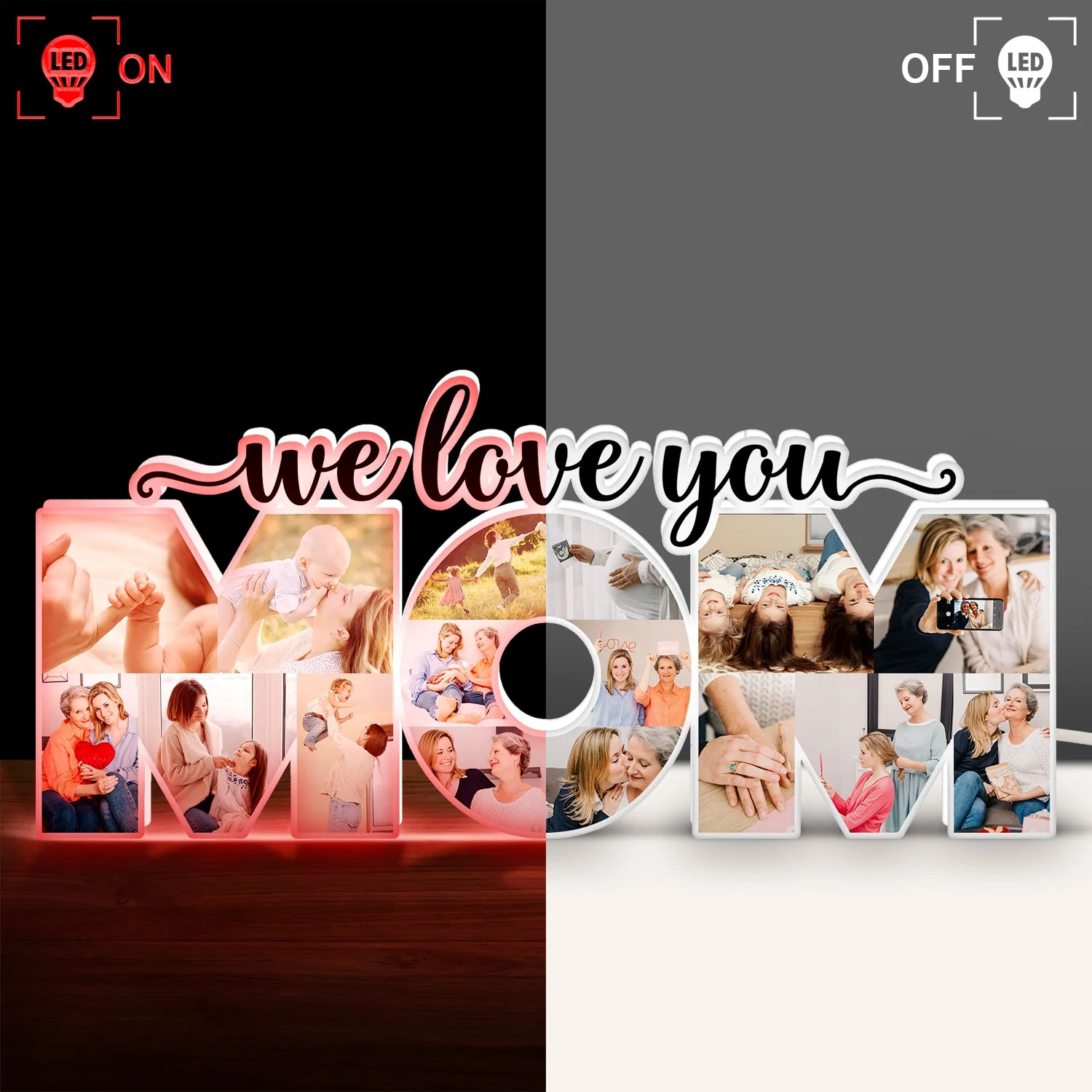 Custom Photo Mom We Love You - Gift For Mother - Personalized Custom Shaped Photo Light Box - Image 3