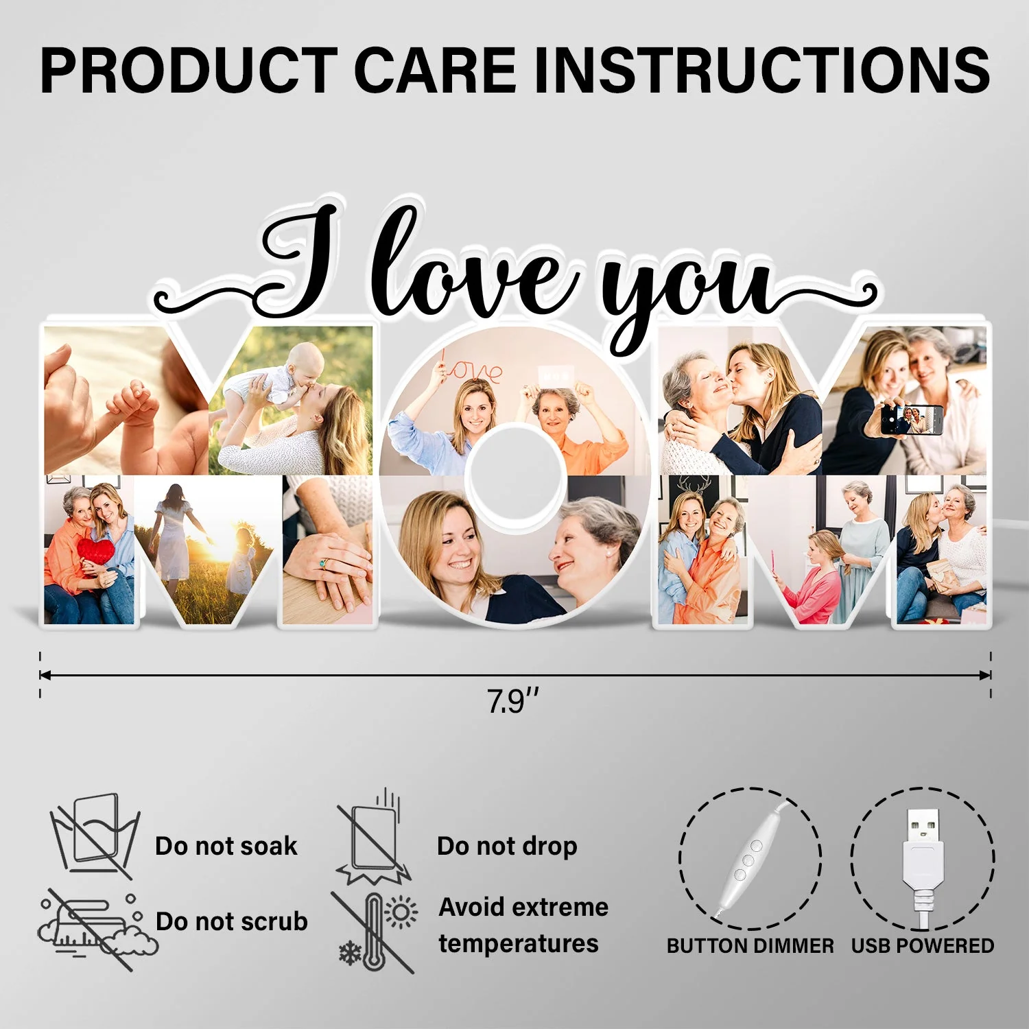 Custom Photo Mom We Love You - Gift For Mother - Personalized Custom Shaped Photo Light Box - Image 6