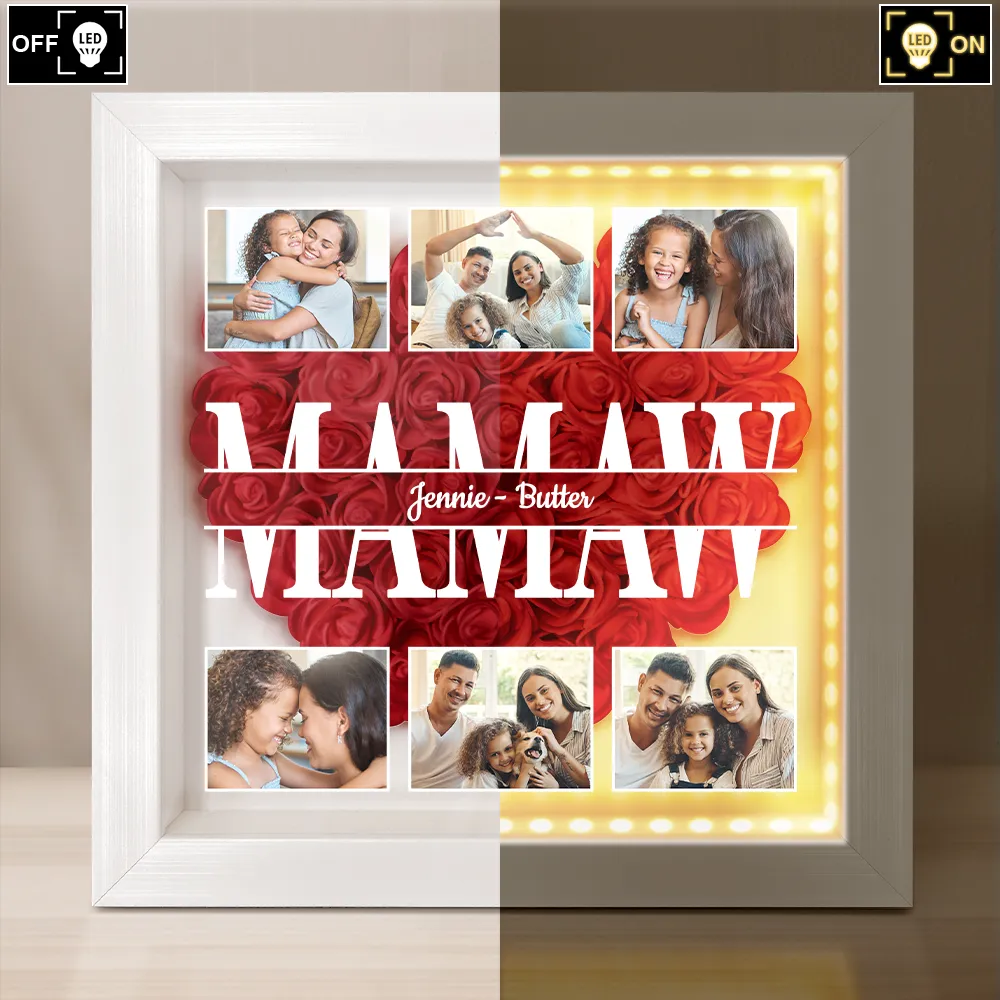 Custom Photo Mom We Love You - Personalized LED Light Flower Shadow Box - Image 3
