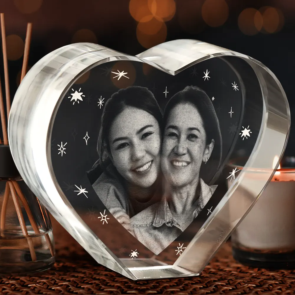 Custom Photo Mom You Are The Heart Of Our Family - Personalized Crystal Heart - Image 4