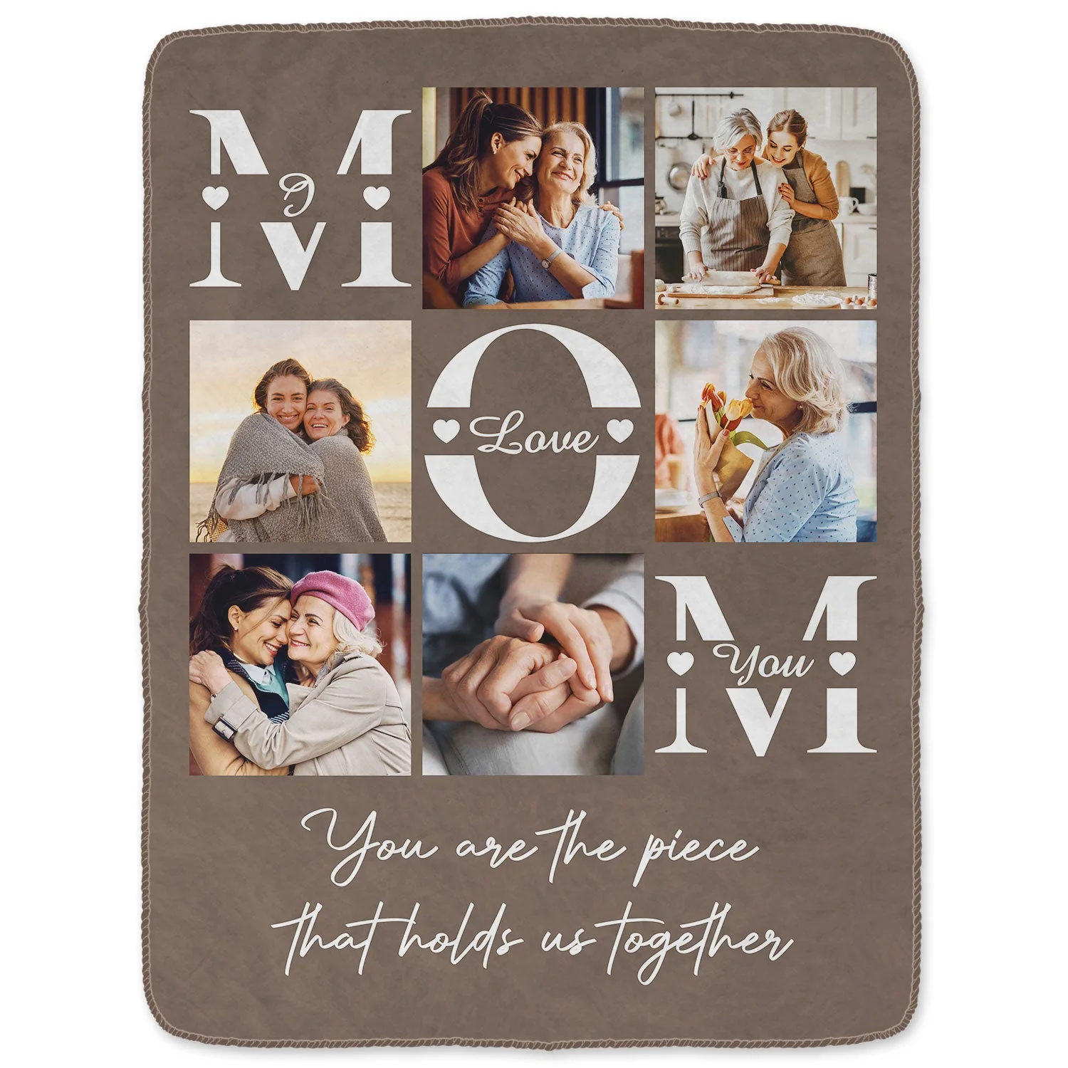 Custom Photo Mom You Are The Piece That Hold Us Together - Gift For Mom - Personalized Fleece Blanket, Sherpa Blanket - Image 2