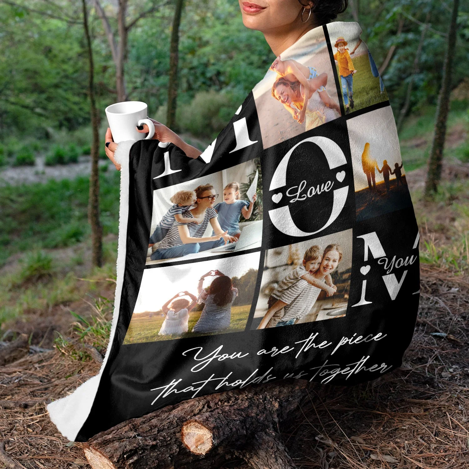 Custom Photo Mom You Are The Piece That Hold Us Together - Gift For Mom - Personalized Fleece Blanket, Sherpa Blanket - Image 5