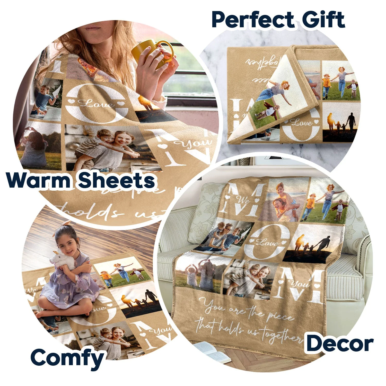 Custom Photo Mom You Are The Piece That Hold Us Together - Gift For Mom - Personalized Fleece Blanket, Sherpa Blanket - Image 7