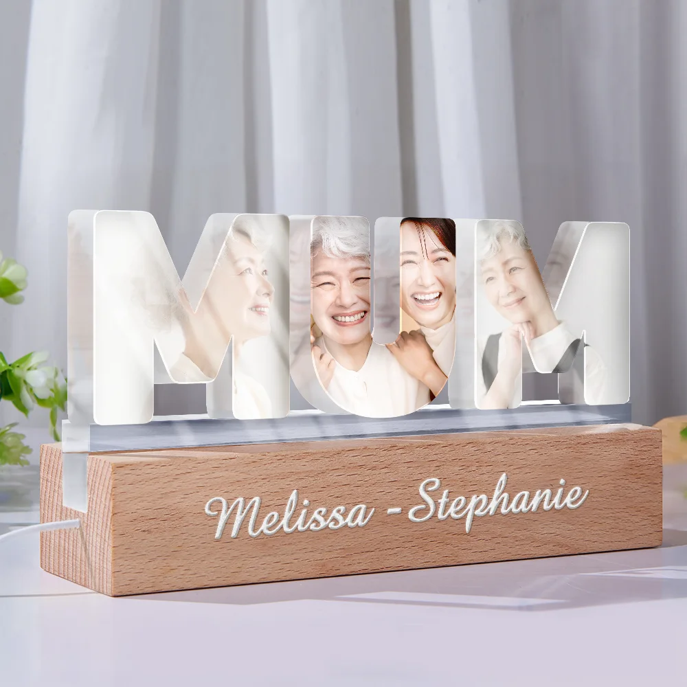 Custom Photo Mommy Grandma Custom Kid Grandkid Name - Personalized Custom Shaped LED Light - Image 2