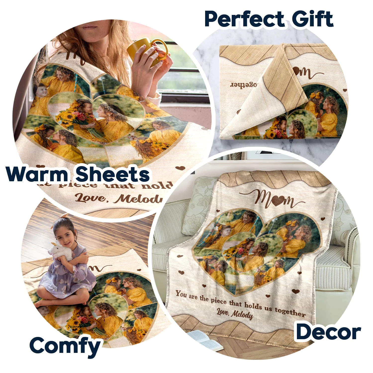 Custom Photo Mommy You Are The Pieces - Gift For Mother, Mom - Personalized Fleece Blanket, Sherpa Blanket - Image 7