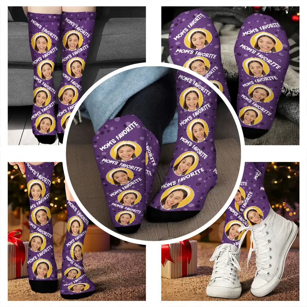 Custom Photo Mom's Favorite - Personalized Socks - Image 4