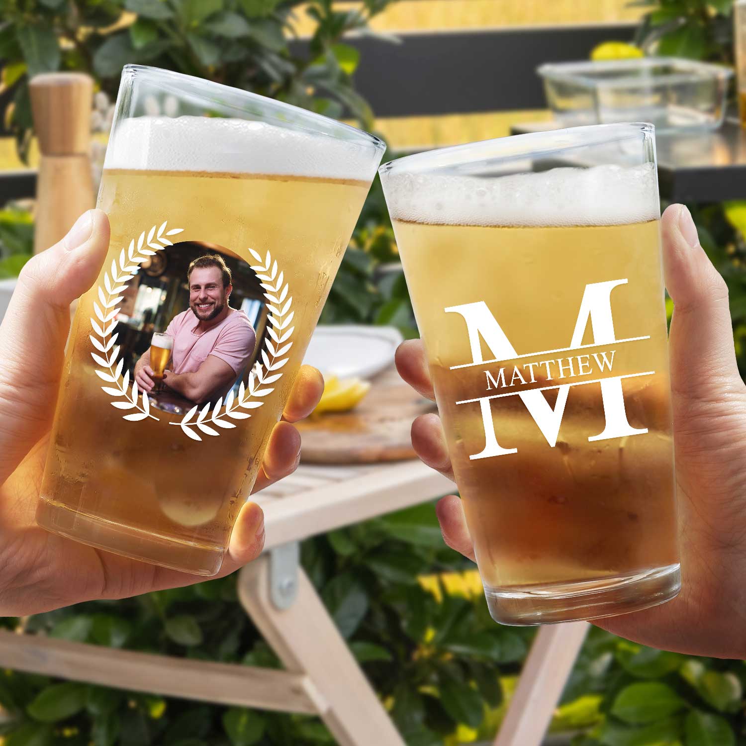 Custom Photo Monogram Name - Gift For Men, Dad, Father, Grandfather, Grandpa, Husband - Personalized Beer Glass - Image 4