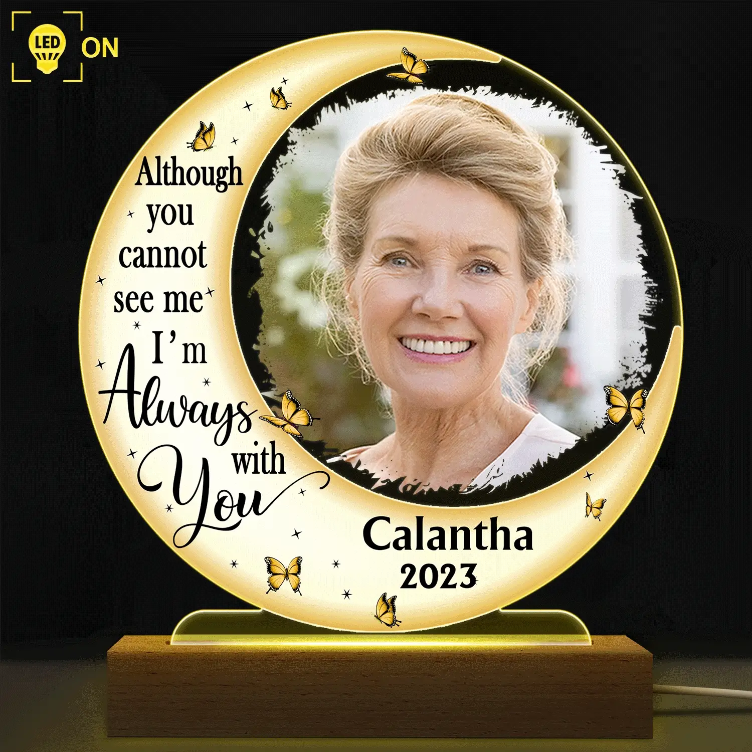 Custom Photo Moon I'm Always With You - Memorial Gift For Family, Friend, Pet Lovers - Personalized 3D Led Light Wooden Base - Image 2