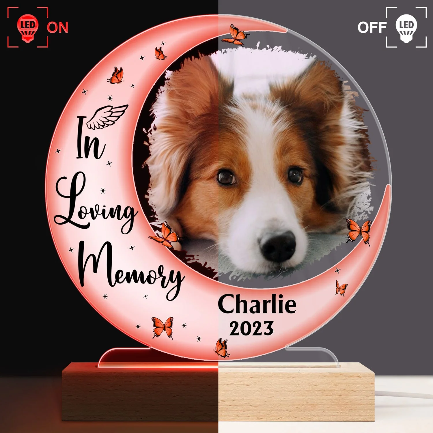 Custom Photo Moon I'm Always With You - Memorial Gift For Family, Friend, Pet Lovers - Personalized 3D Led Light Wooden Base - Image 3