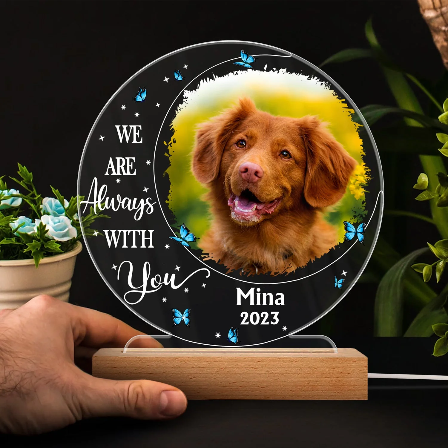Custom Photo Moon I'm Always With You - Memorial Gift For Family, Friend, Pet Lovers - Personalized 3D Led Light Wooden Base - Image 4