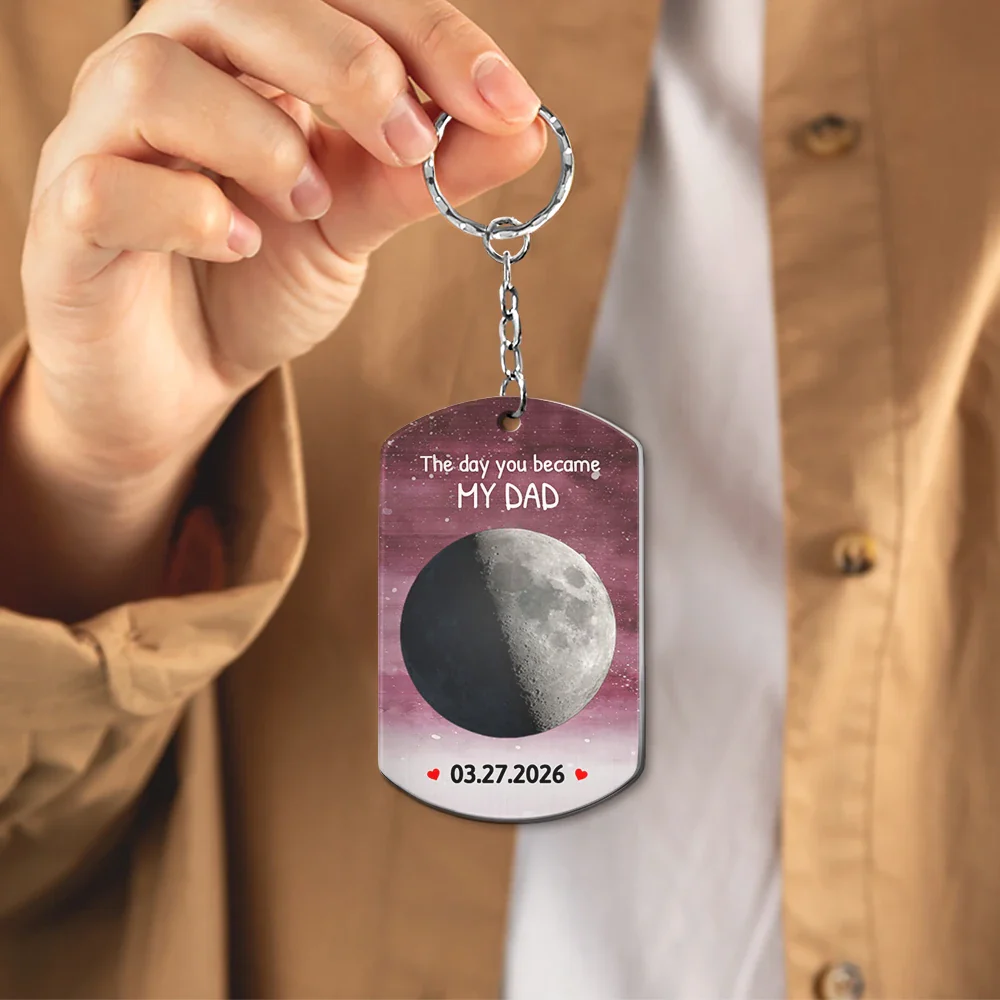 Custom Photo Moon Phase The Day You Became My Mom - Personalized Aluminum Keychain - Image 4