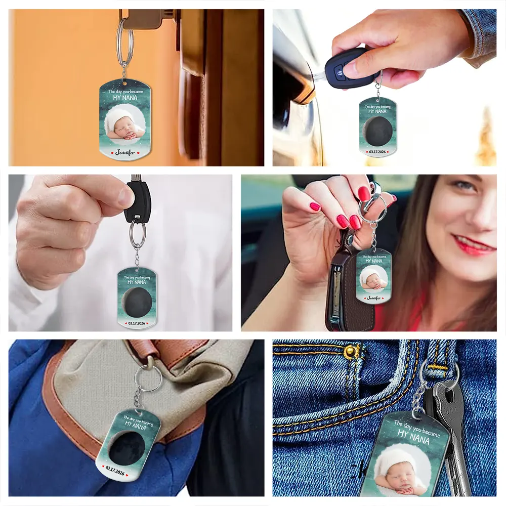 Custom Photo Moon Phase The Day You Became My Mom - Personalized Aluminum Keychain - Image 6