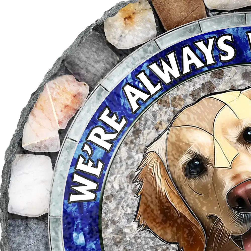 Custom Photo Mosaic Portrait Forever In My Heart - 3D Stained Glass Effect Printed, Personalized Circle Memorial Garden Stone - Image 3
