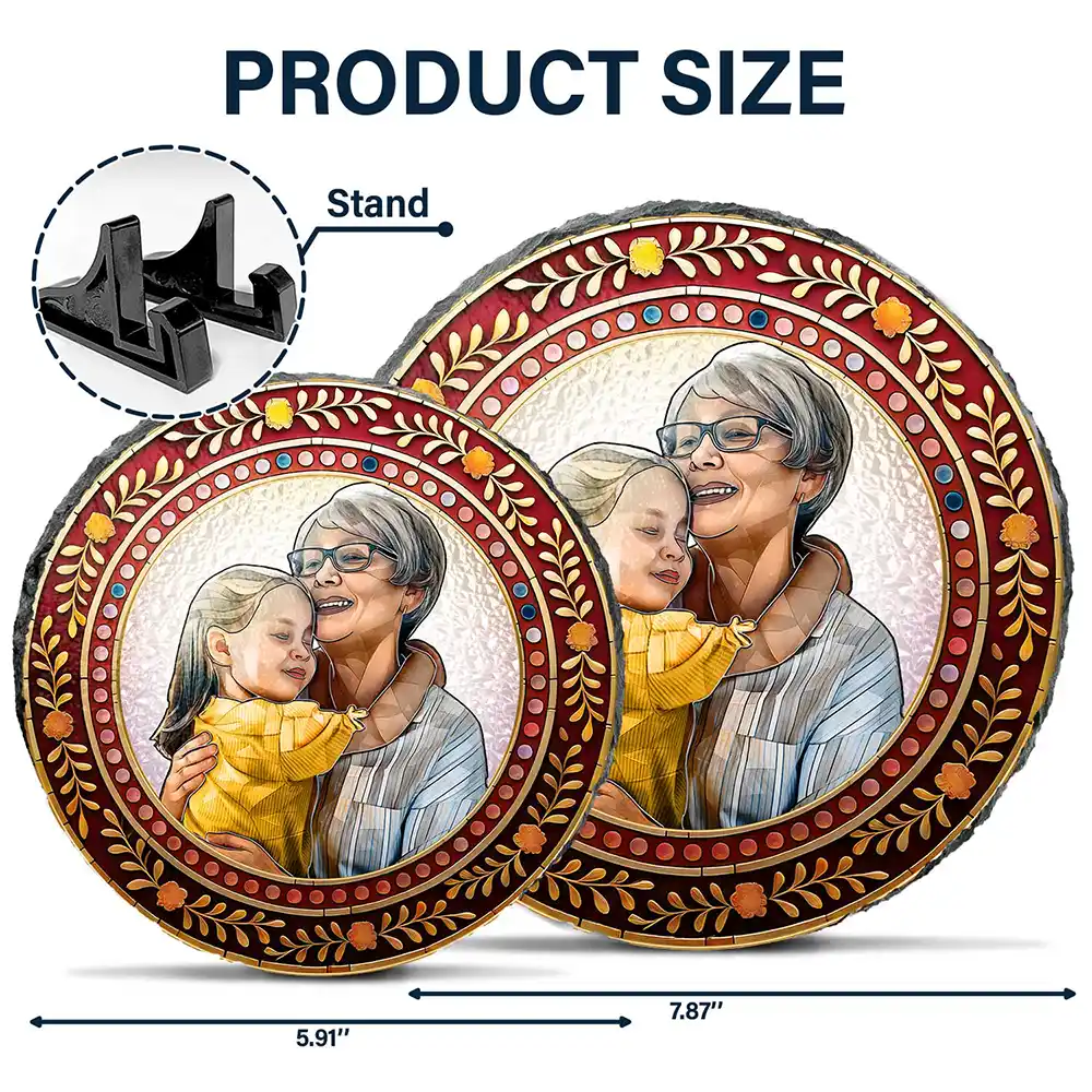 Custom Photo Mosaic Portrait Mom Grandma Parents Family - 3D Stained Glass Effect Printed, Personalized Circle Memorial Garden Stone - Image 6