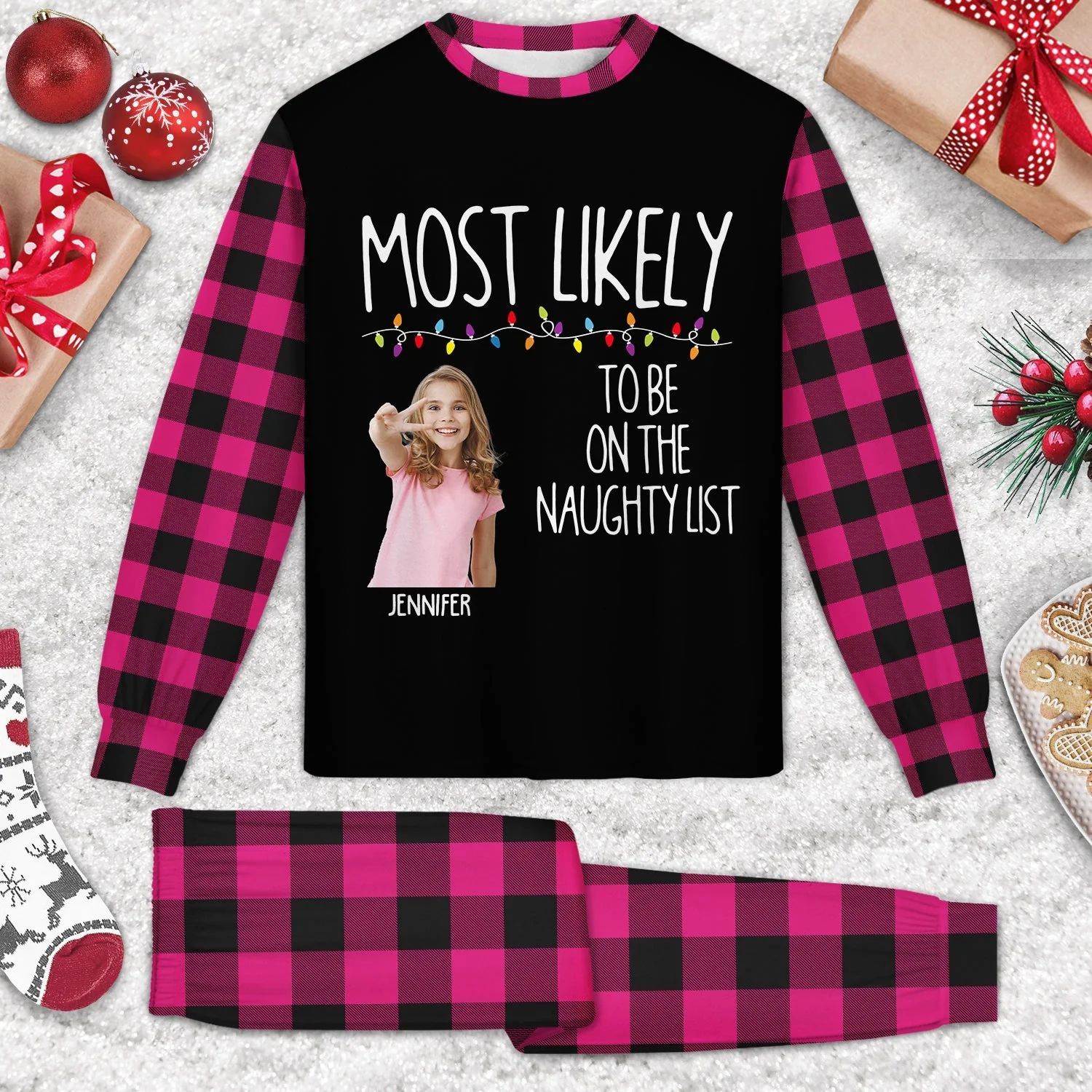 Custom Photo Most Likely To - Gift For Family - Personalized Unisex Pajamas Set - Image 4