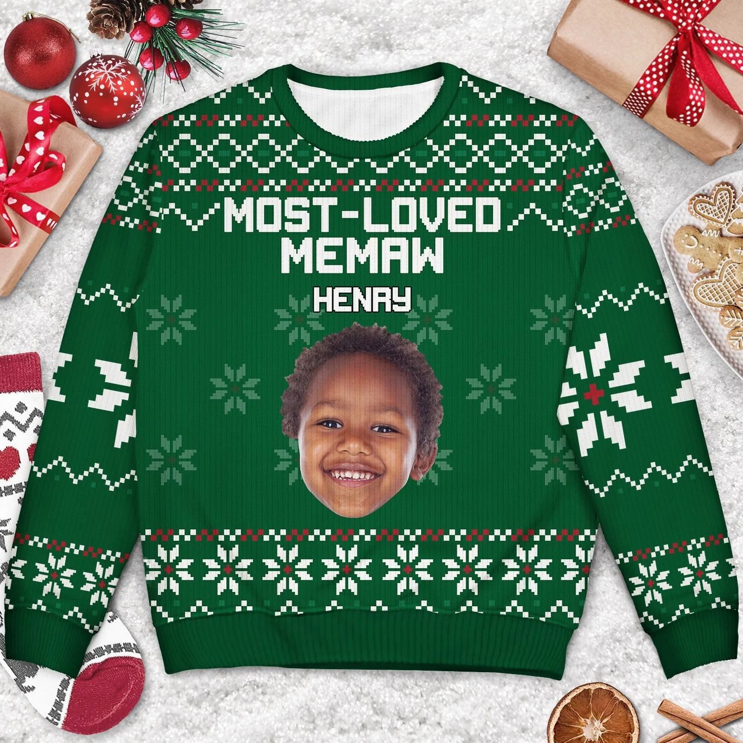 Custom Photo Most Loved Nana - Christmas, Loving Gift For Mom, Mother, Mama, Grandma, Grandmother - Personalized Unisex Ugly Sweater - Image 4