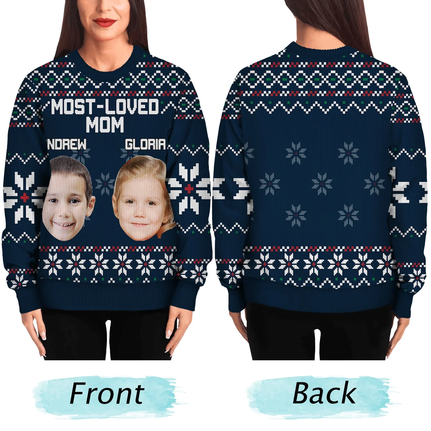 Custom Photo Most Loved Nana - Christmas, Loving Gift For Mom, Mother, Mama, Grandma, Grandmother - Personalized Unisex Ugly Sweater - Image 6