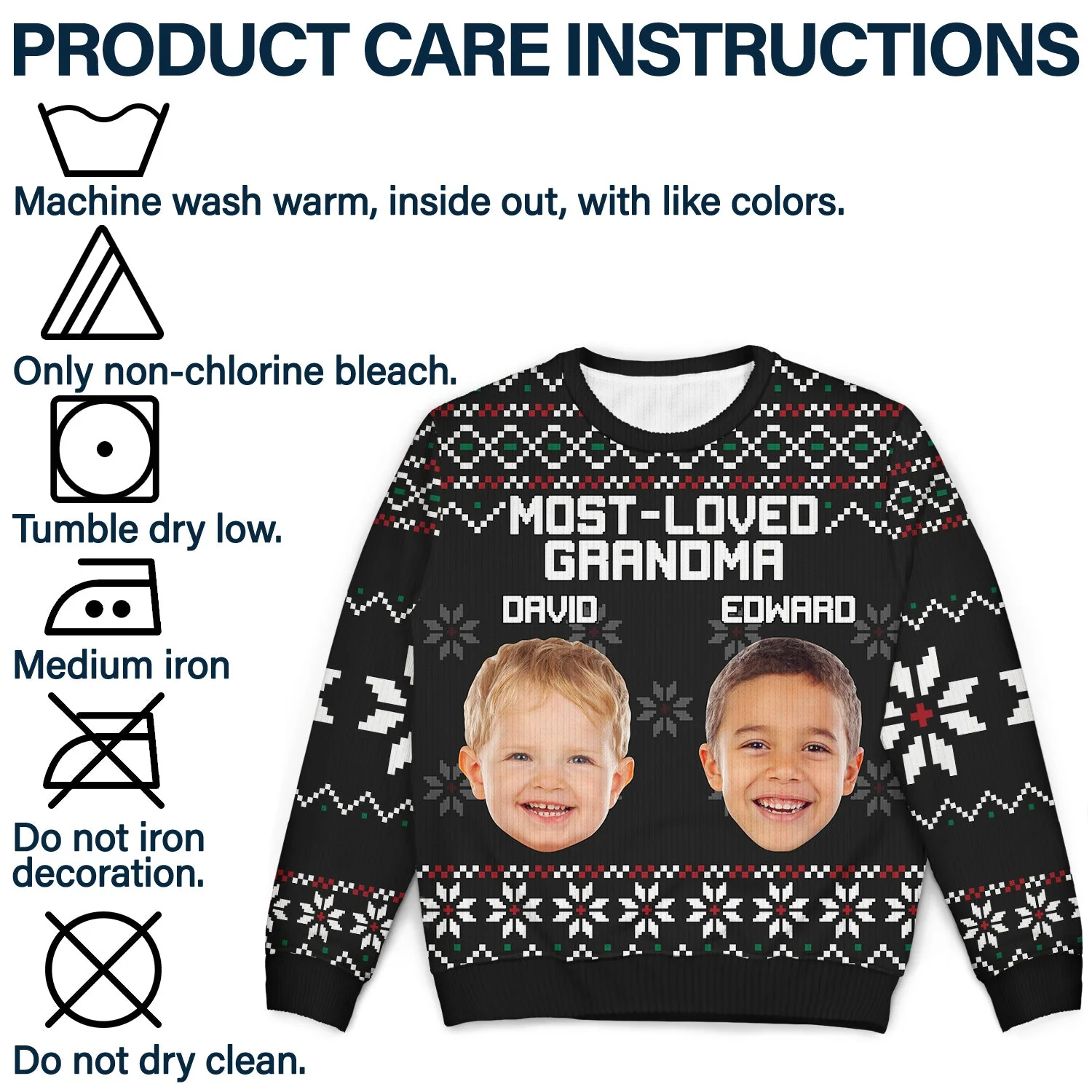 Custom Photo Most Loved Nana - Christmas, Loving Gift For Mom, Mother, Mama, Grandma, Grandmother - Personalized Unisex Ugly Sweater - Image 8