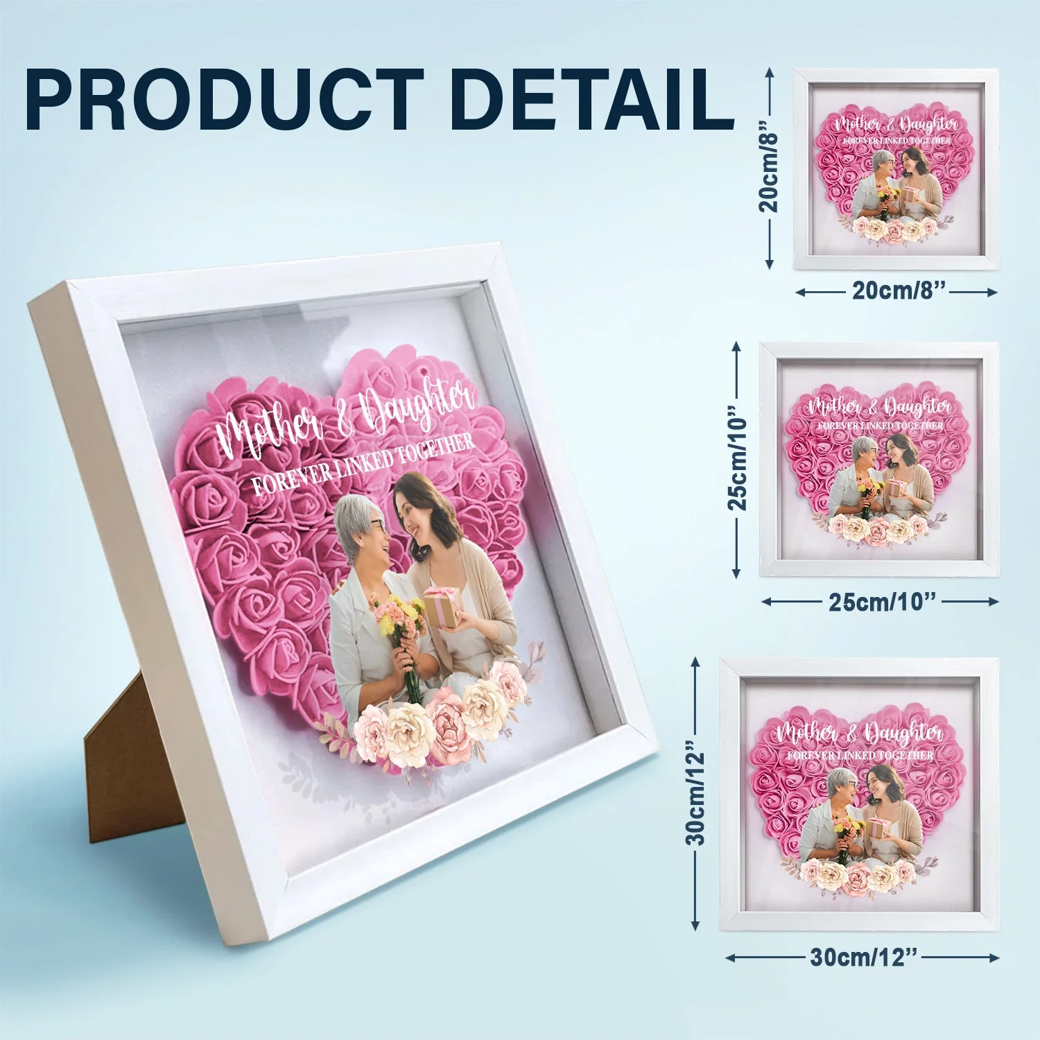 Custom Photo Mother And Daughter Forever Linked Together - Gift For Mom, Mommy - Personalized Flower Shadow Box - Image 6