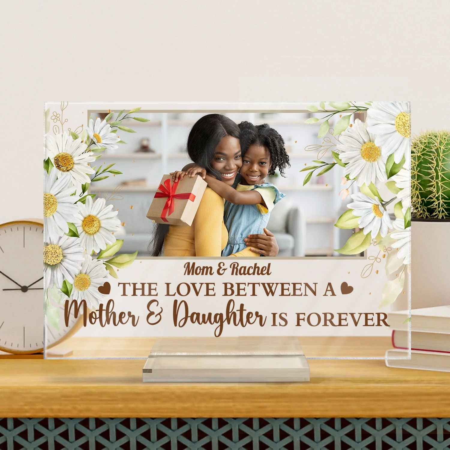 Custom Photo Mother And Daughters Forever Linked Together - Birthday, Loving Gift For Mom, Mum, Nana - Personalized Horizontal Rectangle Acrylic Plaque - Image 3