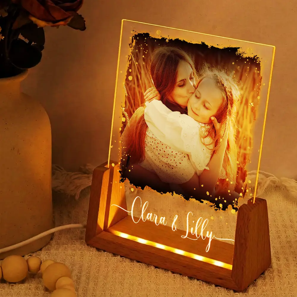 Custom Photo Mother And Daughters Forever Linked Together - Personalized Night Light - Image 2