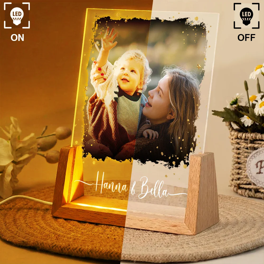 Custom Photo Mother And Daughters Forever Linked Together - Personalized Night Light - Image 3