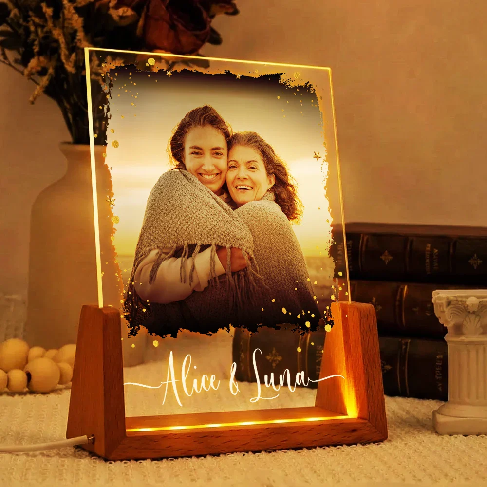 Custom Photo Mother And Daughters Forever Linked Together - Personalized Night Light - Image 4