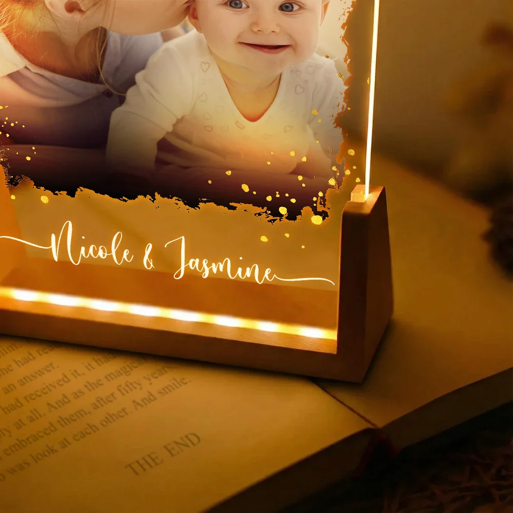Custom Photo Mother And Daughters Forever Linked Together - Personalized Night Light - Image 6