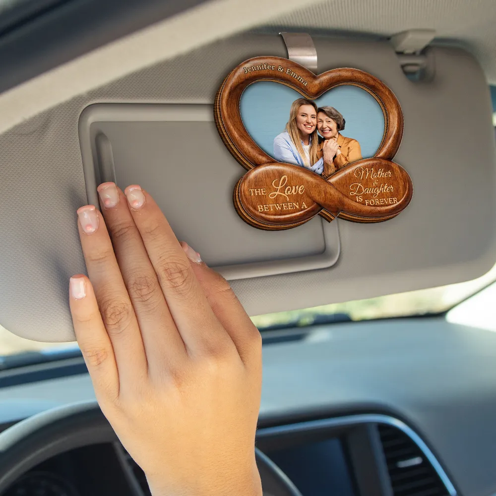 Custom Photo Mother & Daughter Heartfinity - Personalized Custom Shaped Car Visor Clip - Image 4