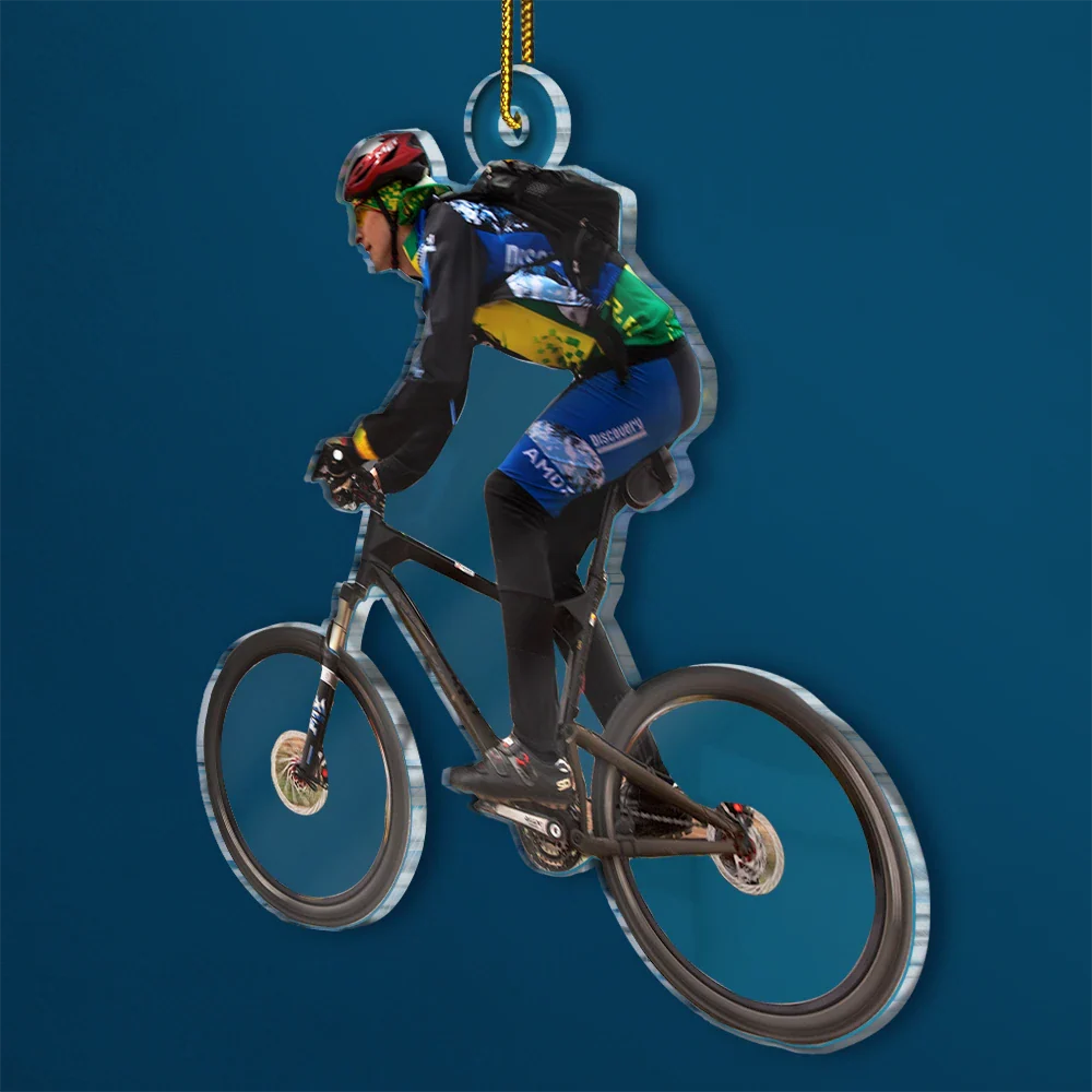 Custom Photo Mountain Biking - Personalized Acrylic Photo Ornament - Image 3