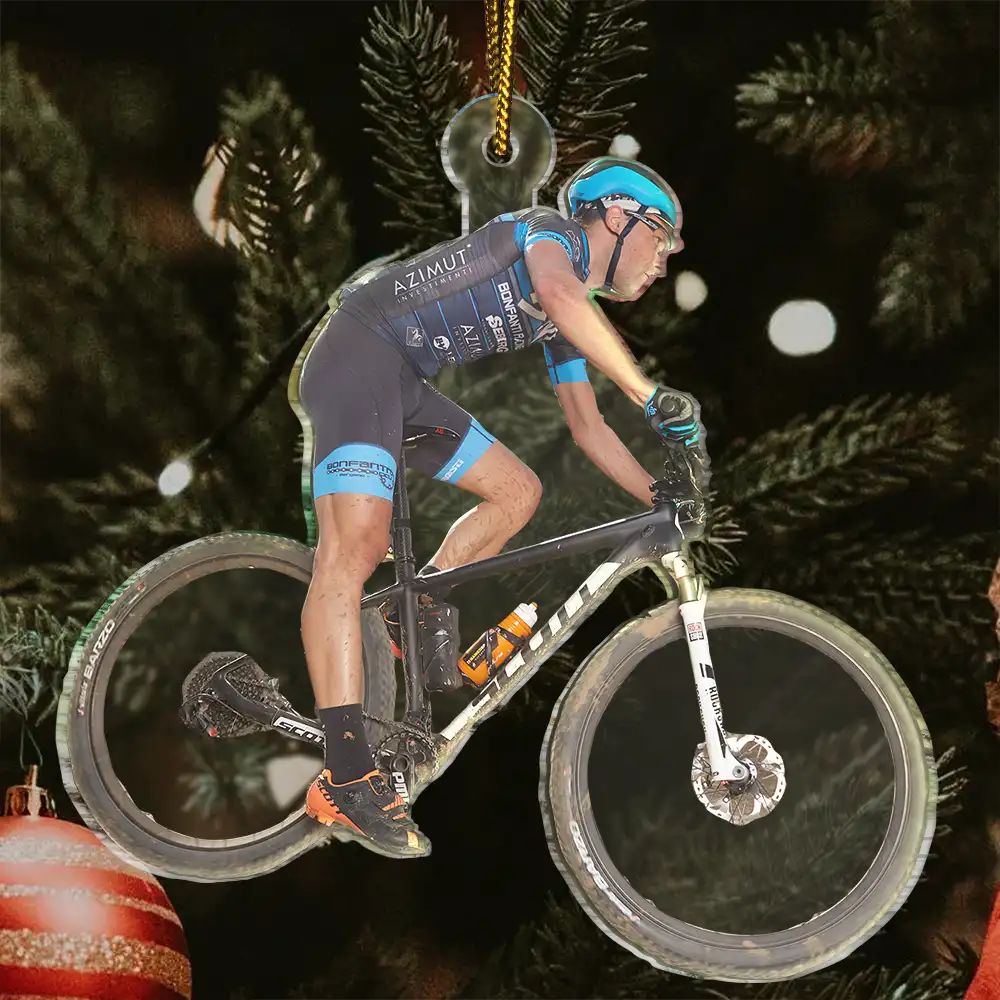 Custom Photo Mountain Biking - Personalized Acrylic Photo Ornament - Image 4