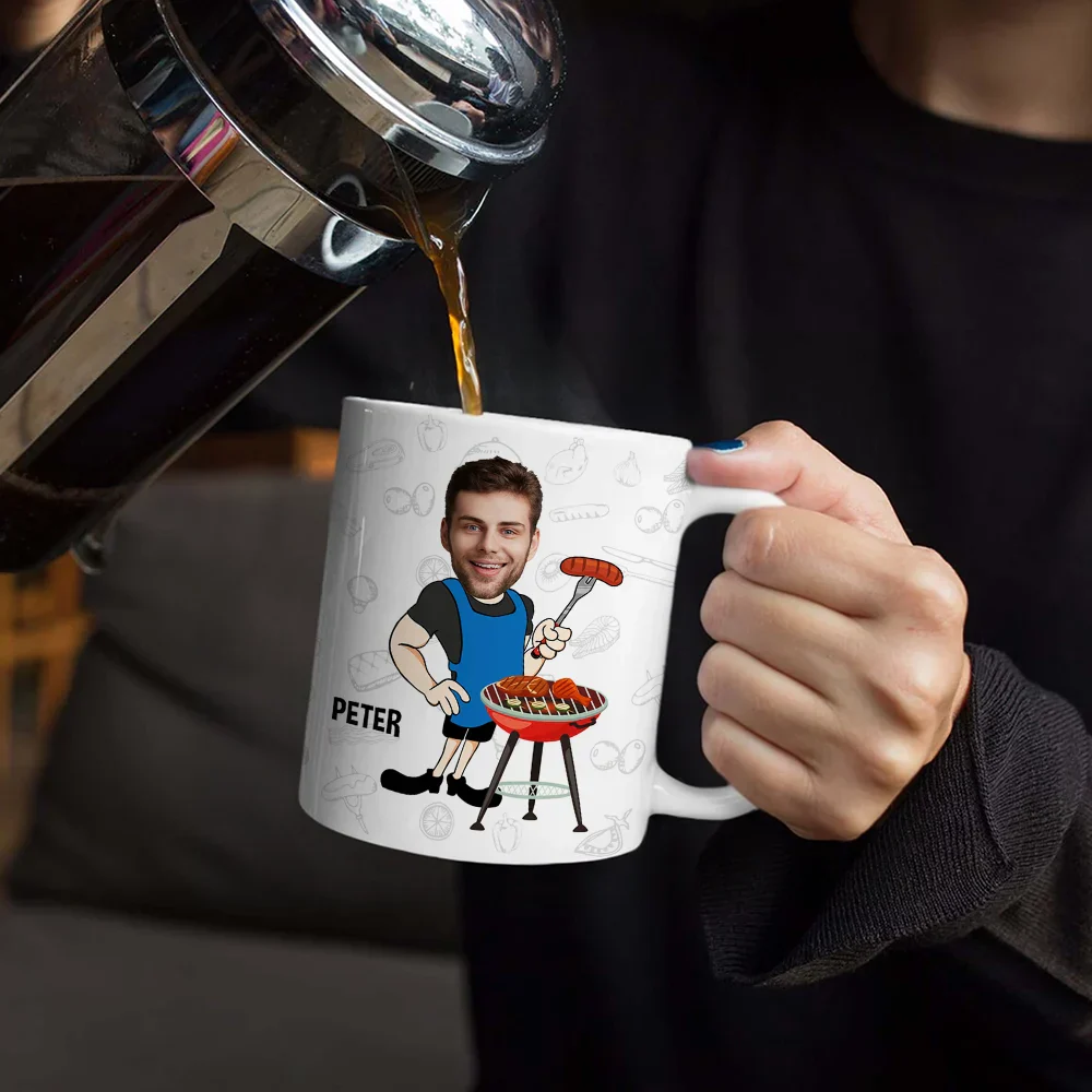 Custom Photo Mr. Good Looking Is Cooking Grilling Apron - Personalized White Edge-to-Edge Mug - Image 5