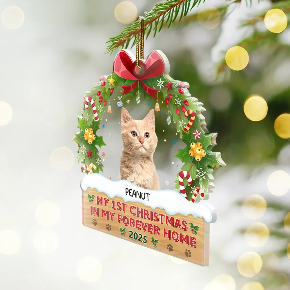 Custom Photo My 1st Christmas In My Forever Home - Personalized Custom Shaped Acrylic Ornament - Image 3