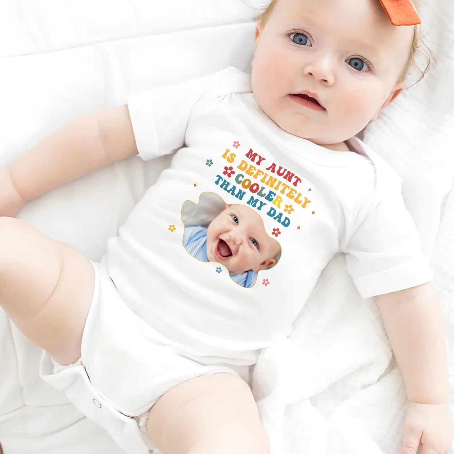 Custom Photo My Aunt Is Cooler Than My Dad - Baby Shower, Gift For Baby, New Parents - Personalized Baby Onesie - Image 5