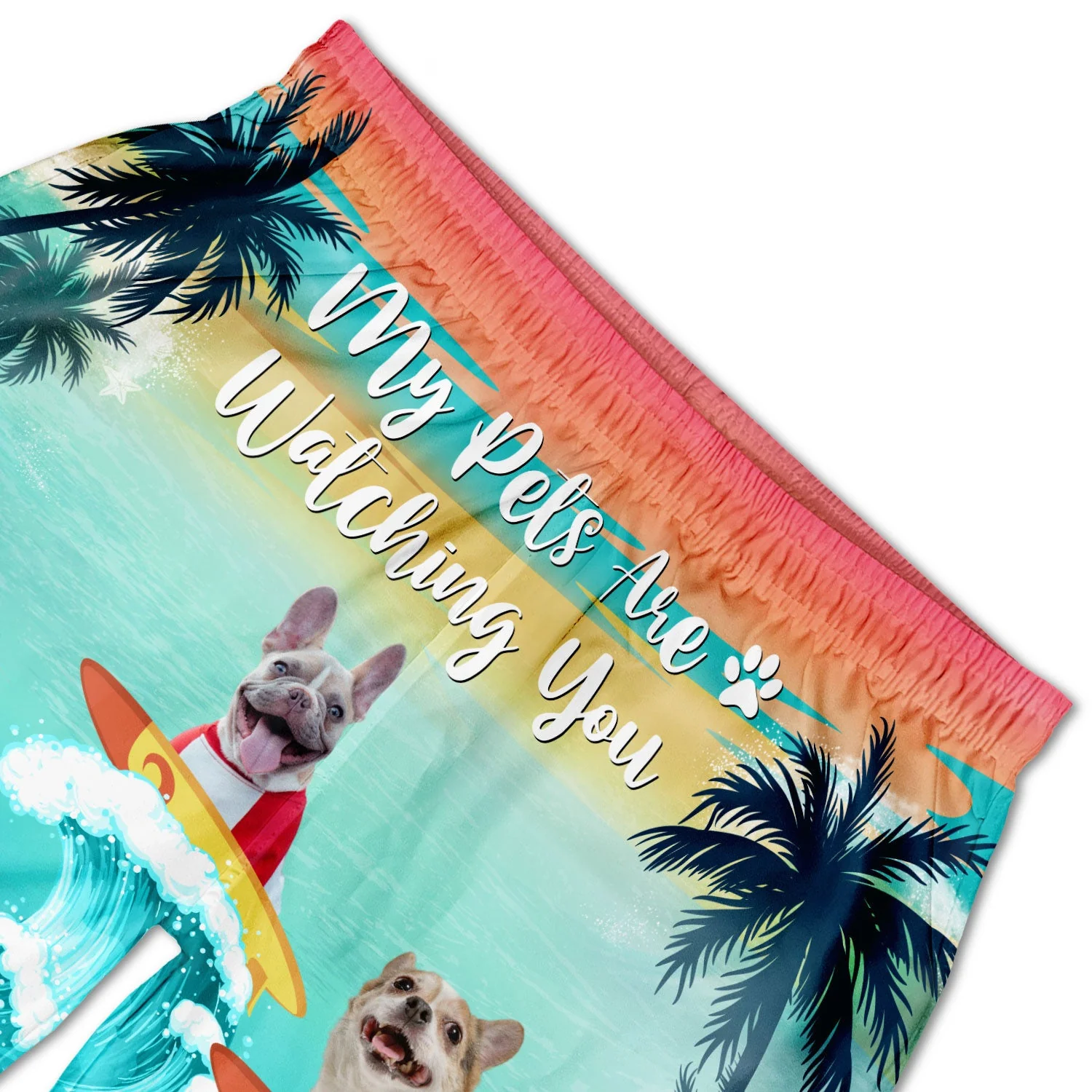 Custom Photo My Dog Cat Pet Is Watching You - Funny Gift For Pet Lovers, Dog Mom, Cat Mom, Dog Dad, Cat Dad - Personalized Custom Unisex Beach Shorts - Image 6