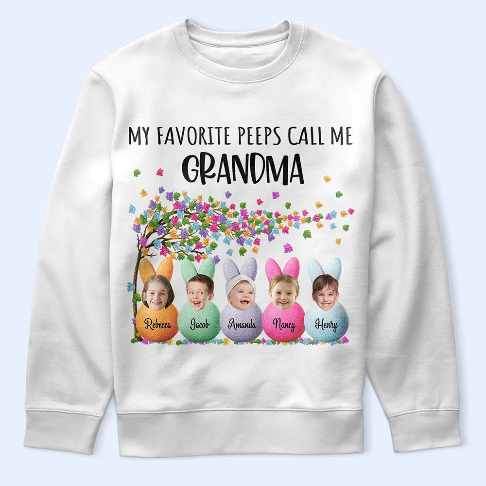 Custom Photo My Favorite Peeps Call Me Grandma - Personalized T Shirt - Image 6