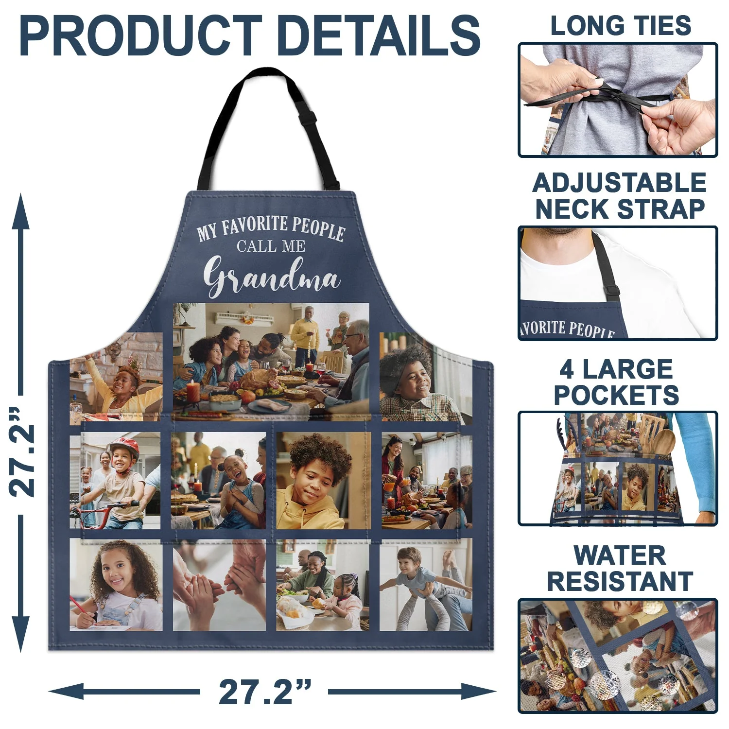 Custom Photo My Favorite People Call Me - Gift For Mother, Grandma - Personalized Apron - Image 4