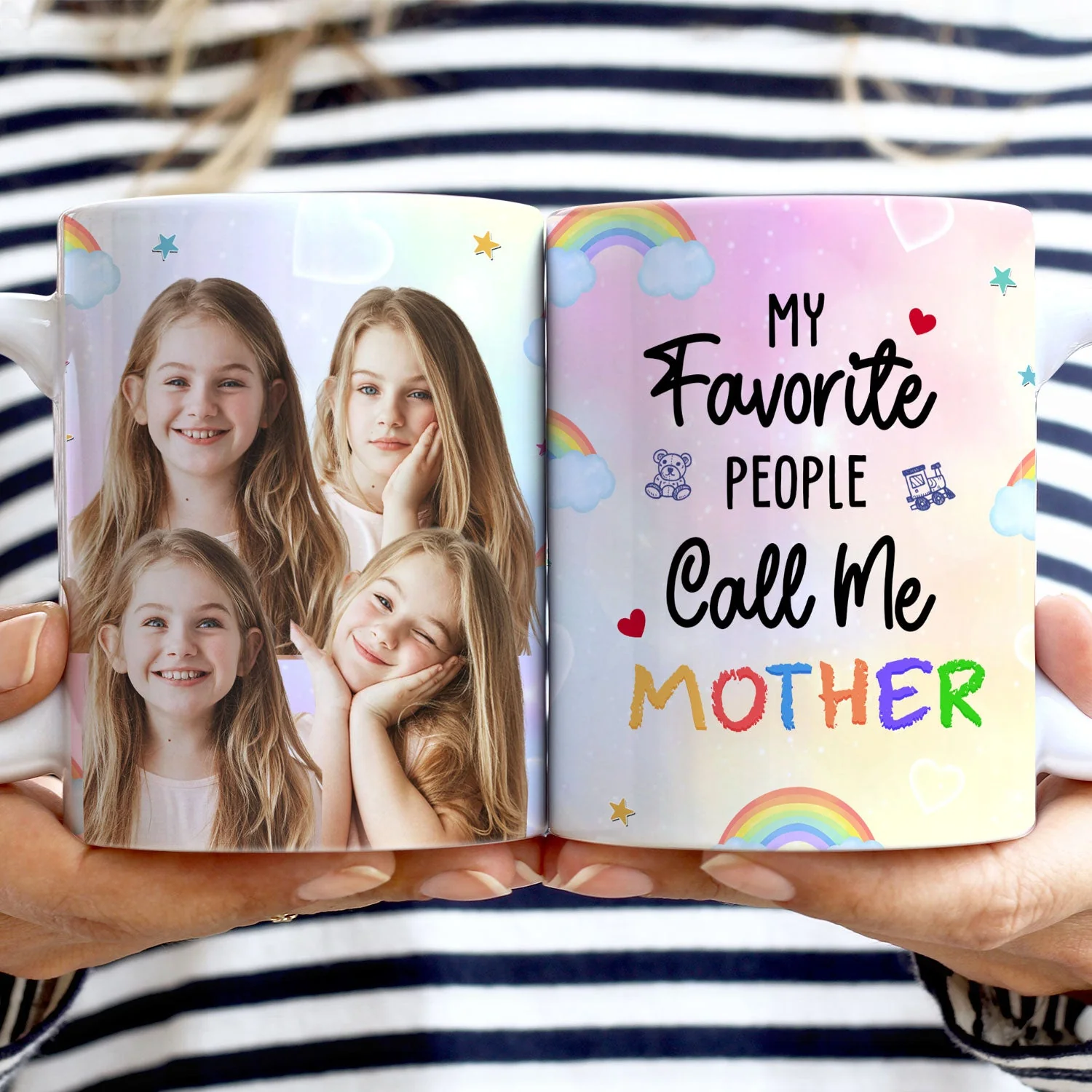 Custom Photo My Favorite People Call Me Mommy Nana Daddy - Birthday, Loving Gift For Mother, Father, Grandma, Grandpa - Personalized White Edge-to-Edge Mug - Image 3