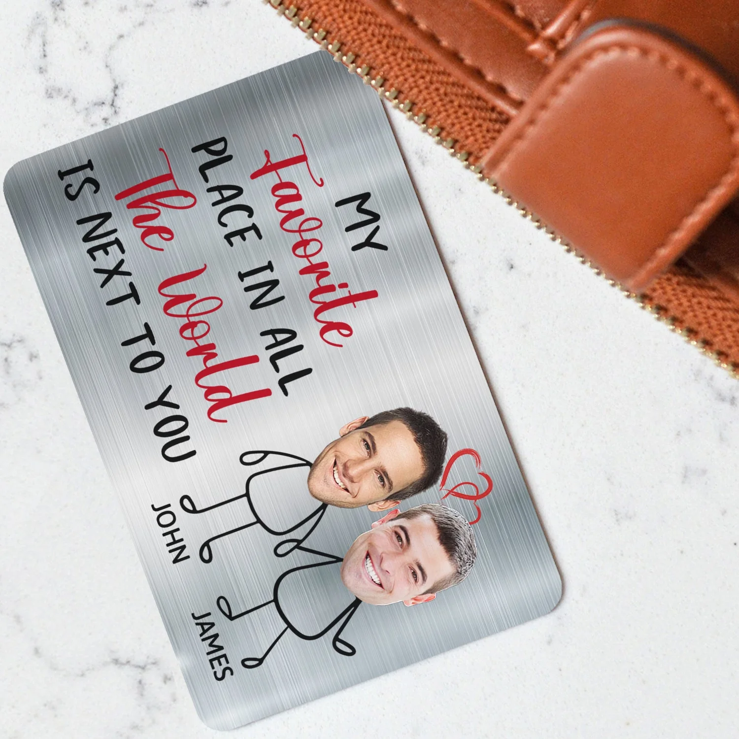 Custom Photo My Favorite Place - Gift For Couples, Husband, Wife - Personalized Aluminum Wallet Card - Image 4