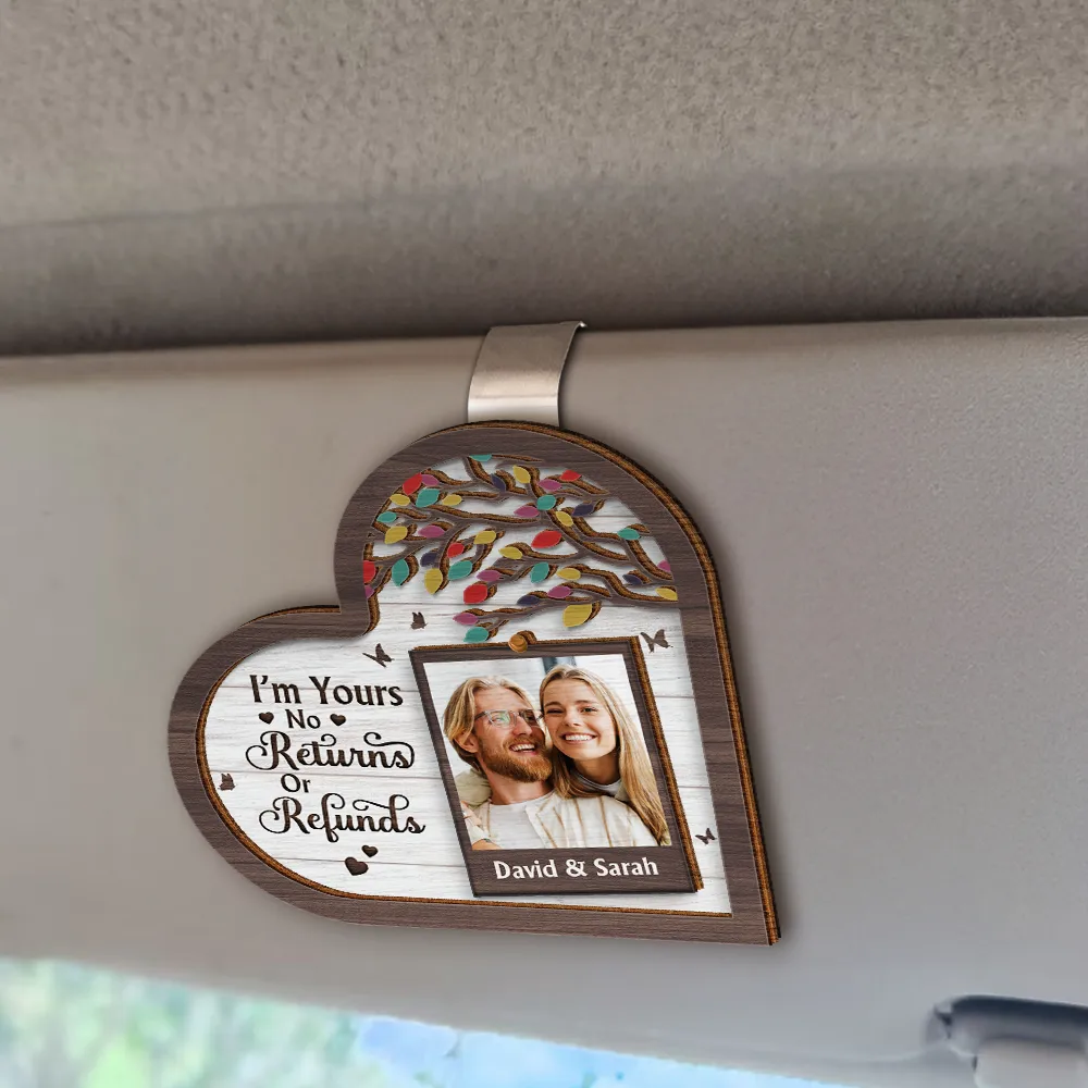 Custom Photo My Favorite Place In All The World Is Next To You - Personalized Custom Shaped Car Visor Clip - Image 2